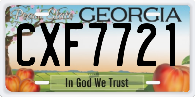 GA license plate CXF7721