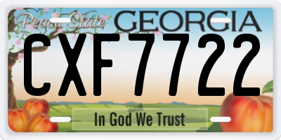 GA license plate CXF7722