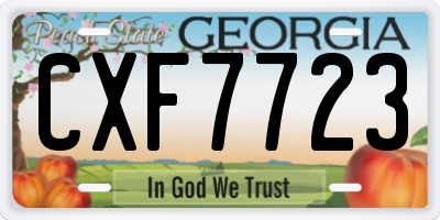 GA license plate CXF7723