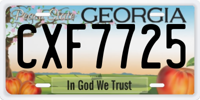 GA license plate CXF7725