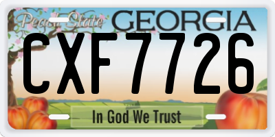 GA license plate CXF7726