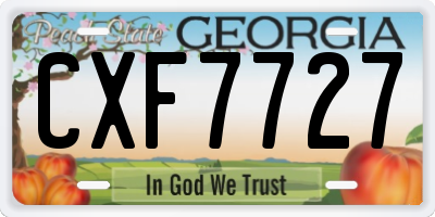 GA license plate CXF7727