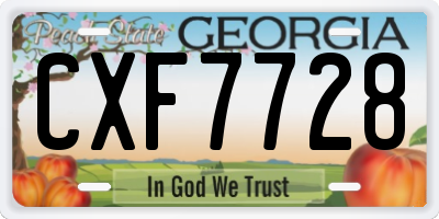 GA license plate CXF7728