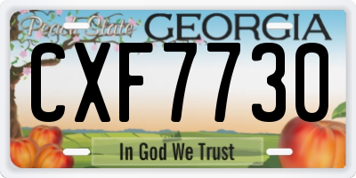 GA license plate CXF7730