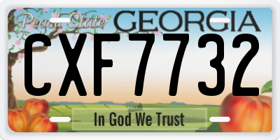 GA license plate CXF7732