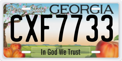 GA license plate CXF7733