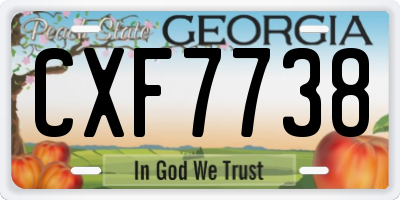 GA license plate CXF7738