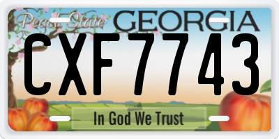 GA license plate CXF7743