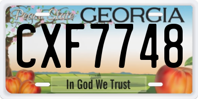 GA license plate CXF7748