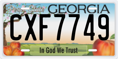 GA license plate CXF7749