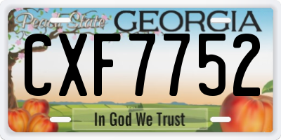 GA license plate CXF7752