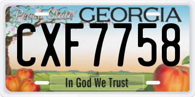 GA license plate CXF7758