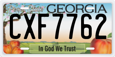GA license plate CXF7762