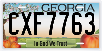 GA license plate CXF7763
