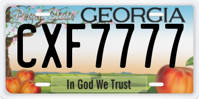 GA license plate CXF7777