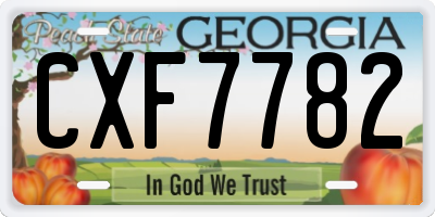 GA license plate CXF7782