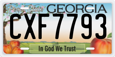 GA license plate CXF7793