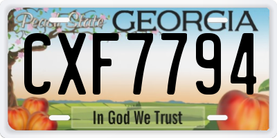 GA license plate CXF7794
