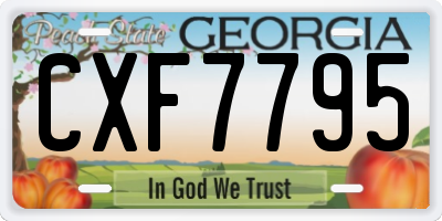GA license plate CXF7795