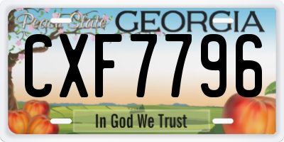 GA license plate CXF7796