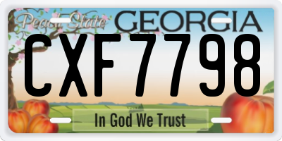 GA license plate CXF7798