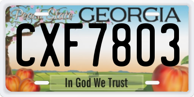 GA license plate CXF7803