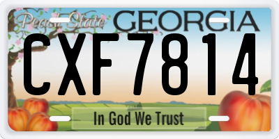 GA license plate CXF7814