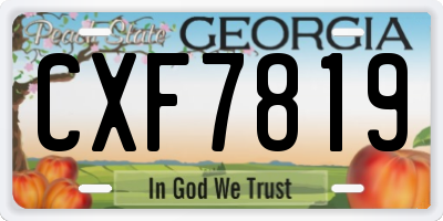 GA license plate CXF7819