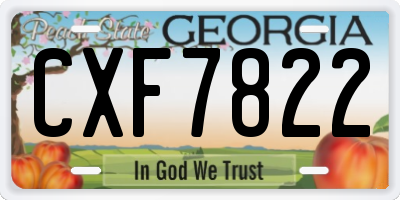 GA license plate CXF7822