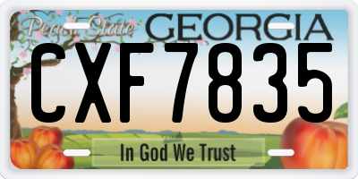 GA license plate CXF7835