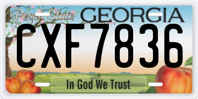 GA license plate CXF7836