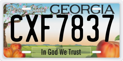GA license plate CXF7837