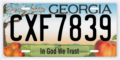 GA license plate CXF7839