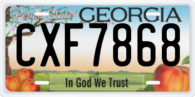 GA license plate CXF7868