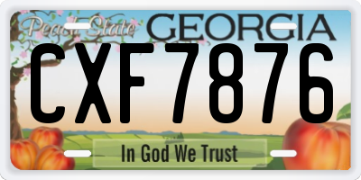 GA license plate CXF7876