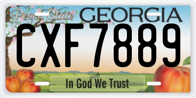 GA license plate CXF7889