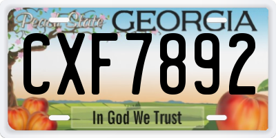 GA license plate CXF7892