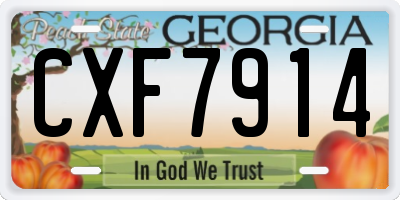 GA license plate CXF7914