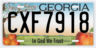 GA license plate CXF7918