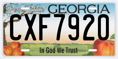 GA license plate CXF7920
