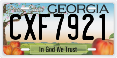 GA license plate CXF7921