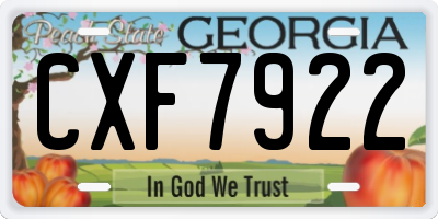 GA license plate CXF7922