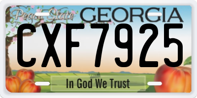 GA license plate CXF7925