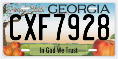GA license plate CXF7928