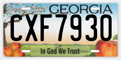 GA license plate CXF7930