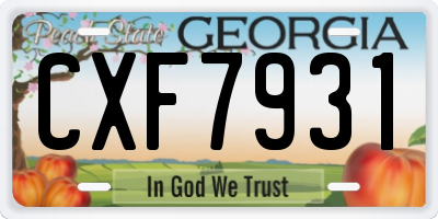 GA license plate CXF7931