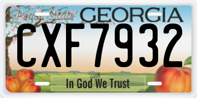 GA license plate CXF7932