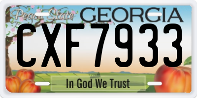 GA license plate CXF7933