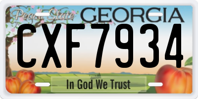 GA license plate CXF7934
