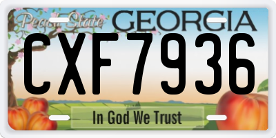 GA license plate CXF7936